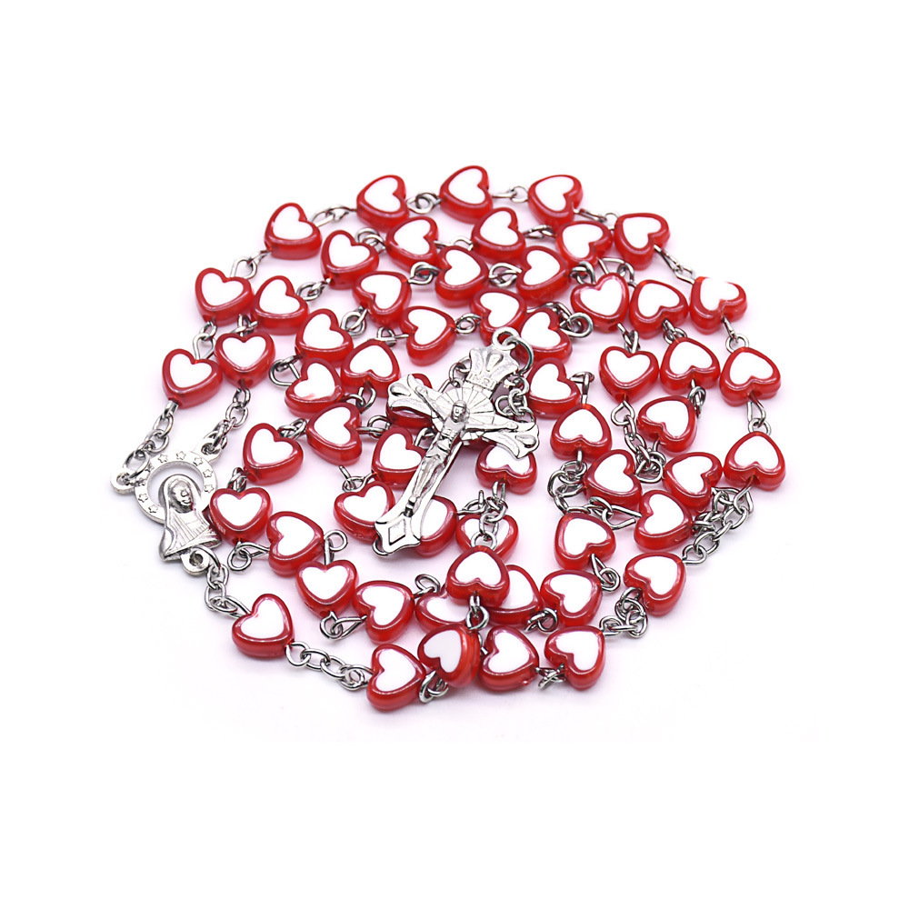 Red and Pink Heart Rosary - Image 3
