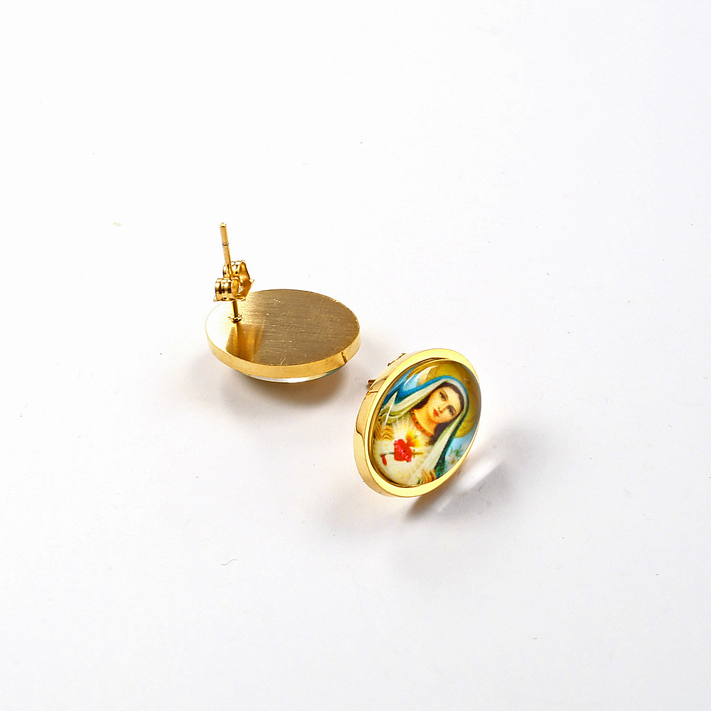Immaculate Heart of Mary – Devotional Stud Earrings