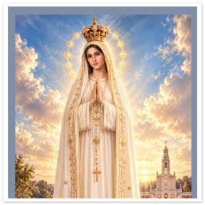 Our Lady Of Fatima | Glass Circle Ornament