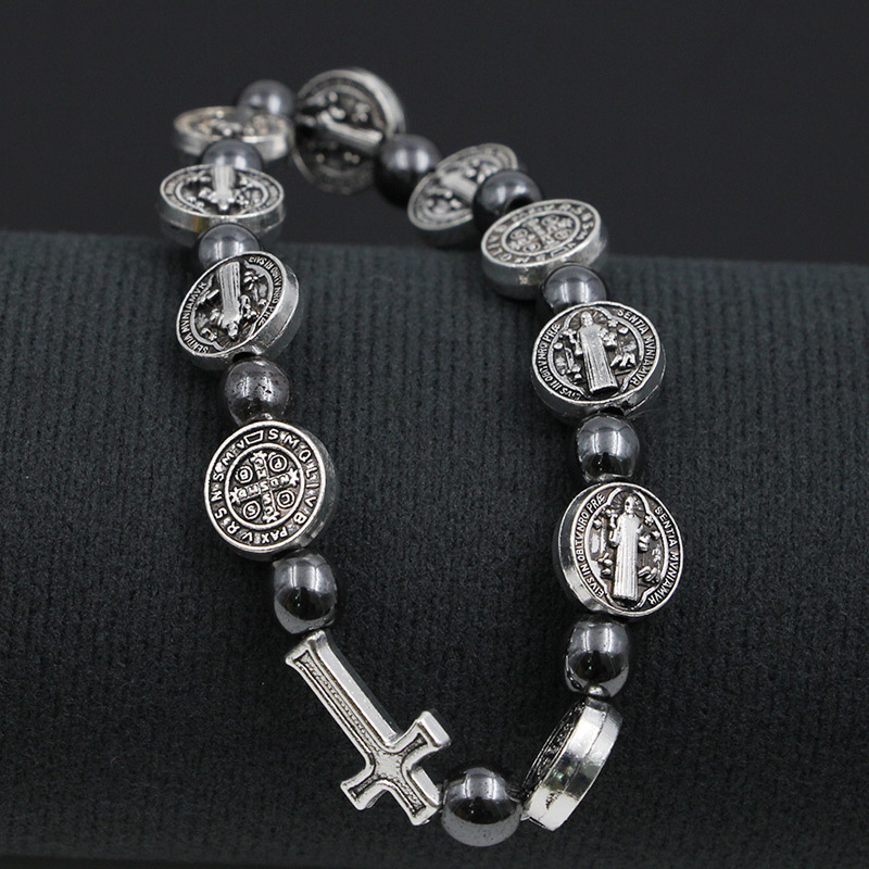Benedictine Medal Hematite Bracelet - Image 9