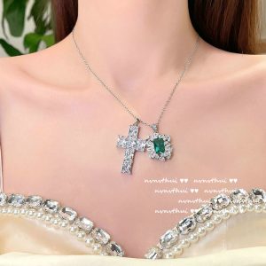 Emerald Green Cross Pendant