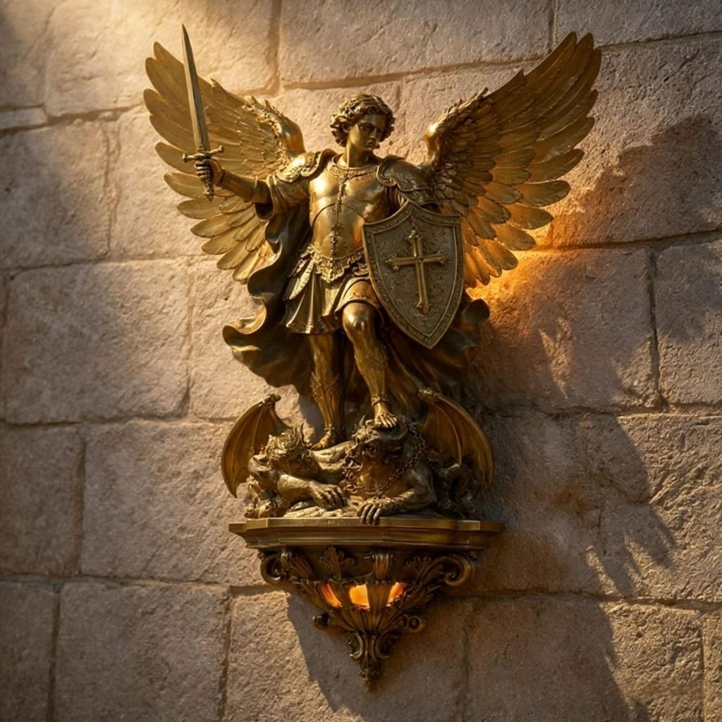 Archangel Michael Wall Lamp | Resin