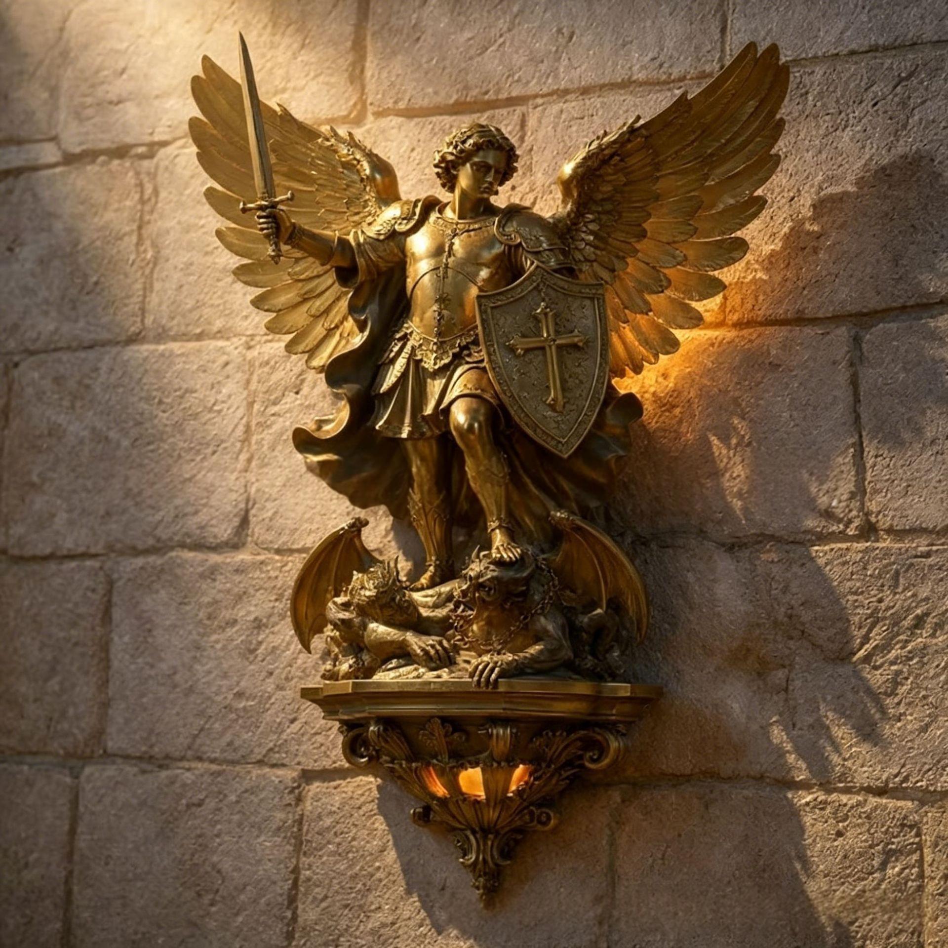 Archangel Michael Wall Lamp | Resin