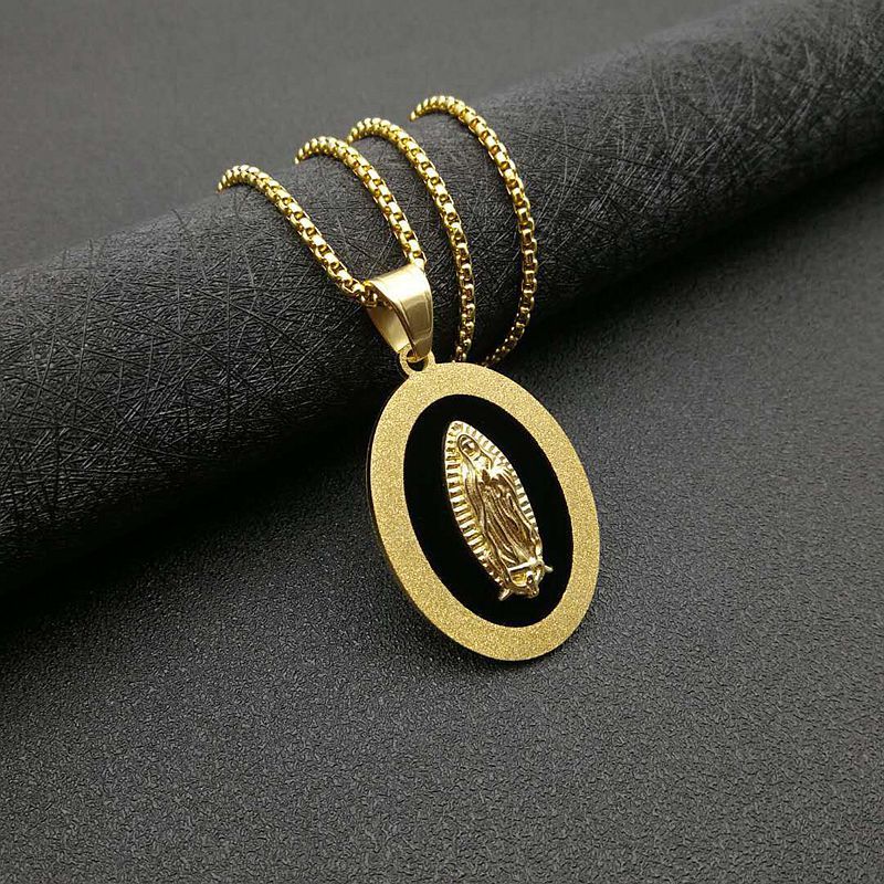 Gold-plated Our Lady Of Gold and Black pendant