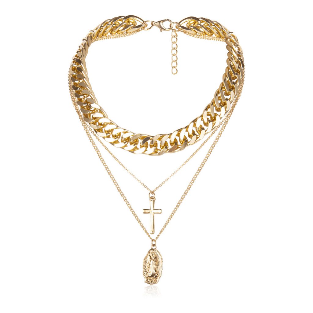 Multi-layer cross necklace