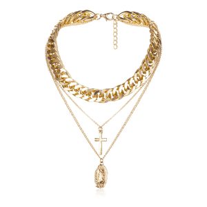 Multi-layer cross necklace