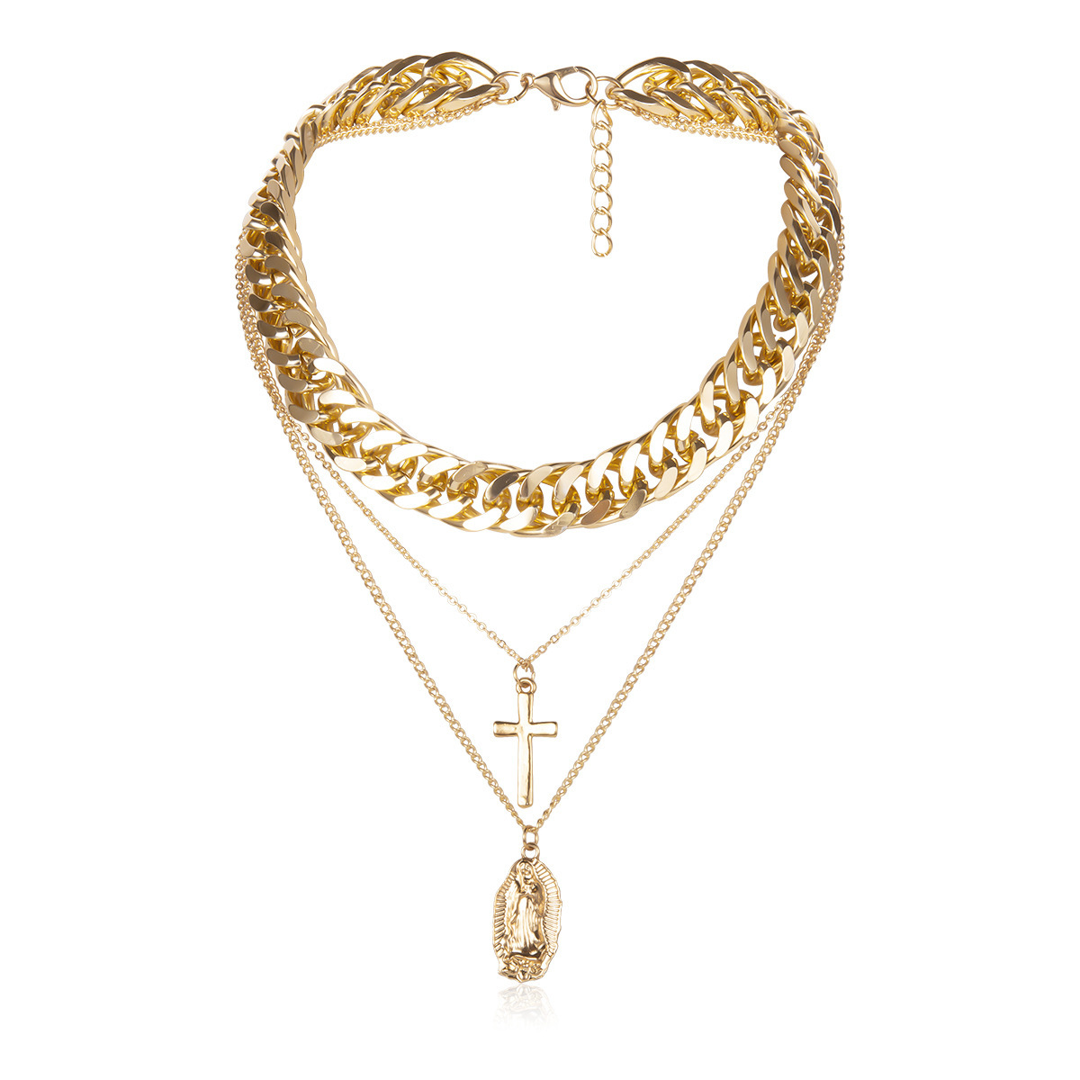 Multi-layer cross necklace