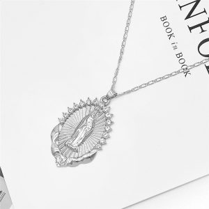 Our Lady Of Guadalupe Pendant  in Silver or Gold Cubic Zircon
