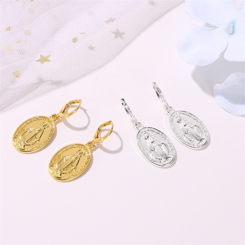 Virgin Mary Gold or Silver Earrings - Image 2