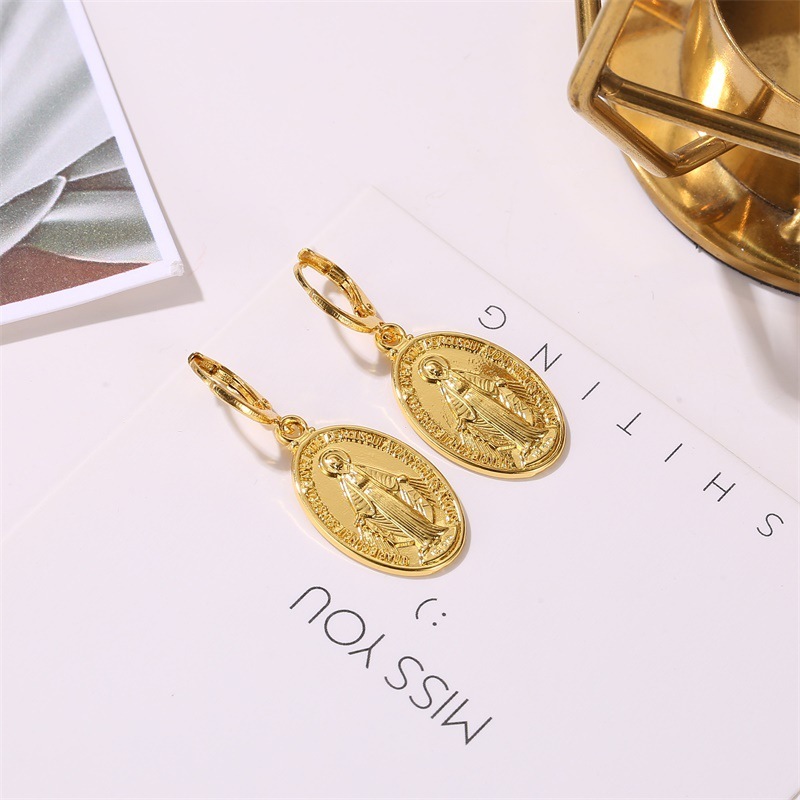 Virgin Mary Gold or Silver Earrings - Image 3