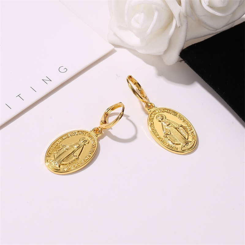 Virgin Mary Gold or Silver Earrings