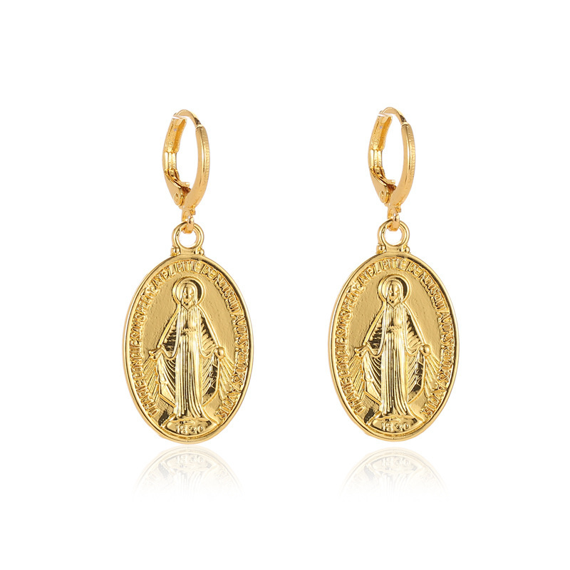 Virgin Mary Gold or Silver Earrings - Image 4