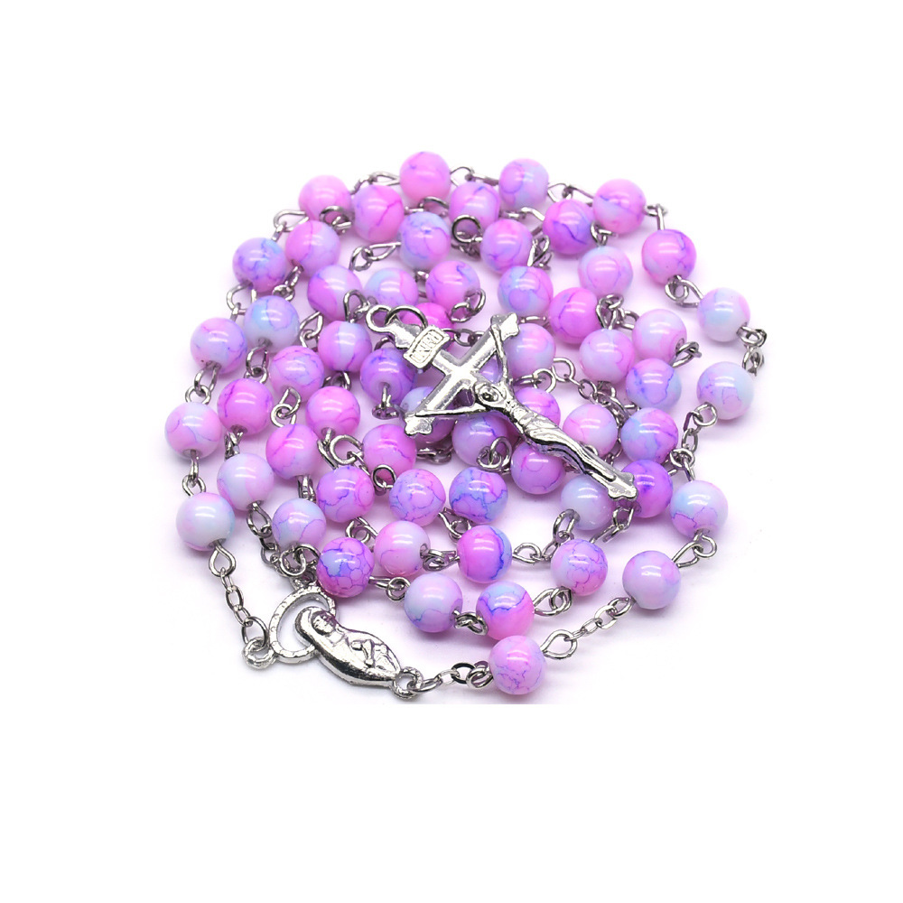 Plum Color Glass Beads Rosary - Image 2