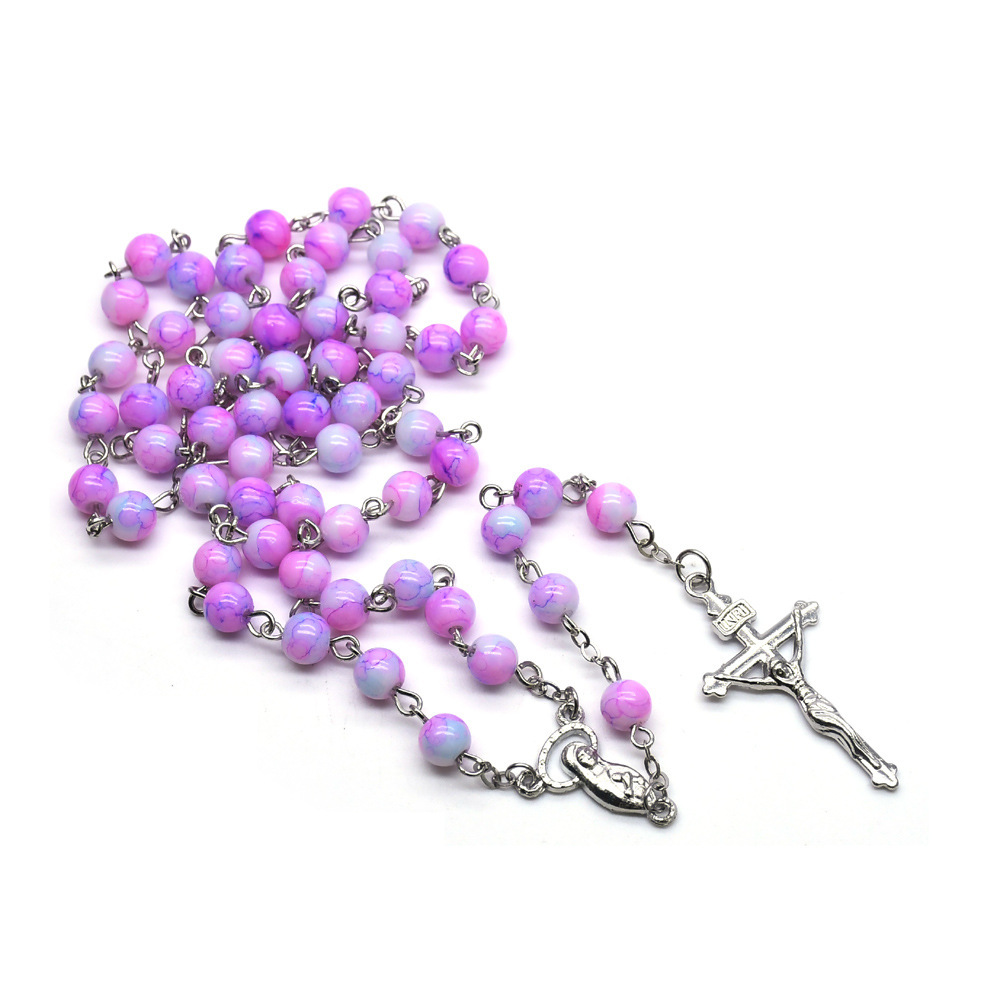 Plum Color Glass Beads Rosary
