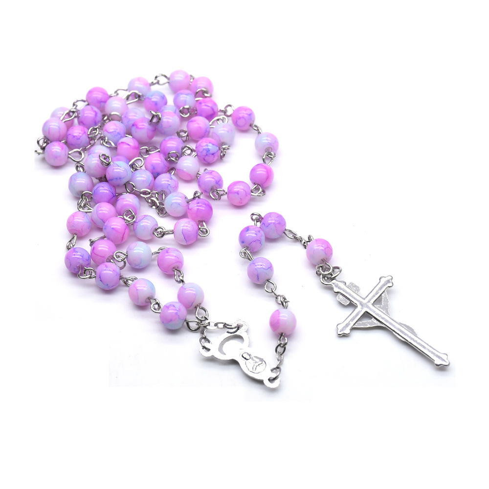 Plum Color Glass Beads Rosary - Image 5