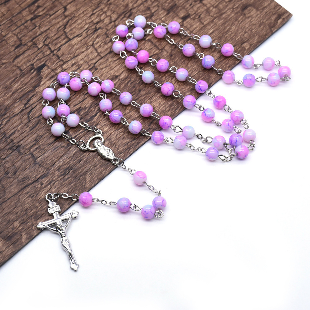 Plum Color Glass Beads Rosary - Image 3