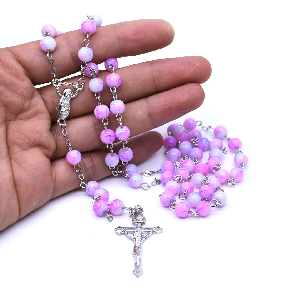 Plum Color Glass Beads Rosary - Image 4