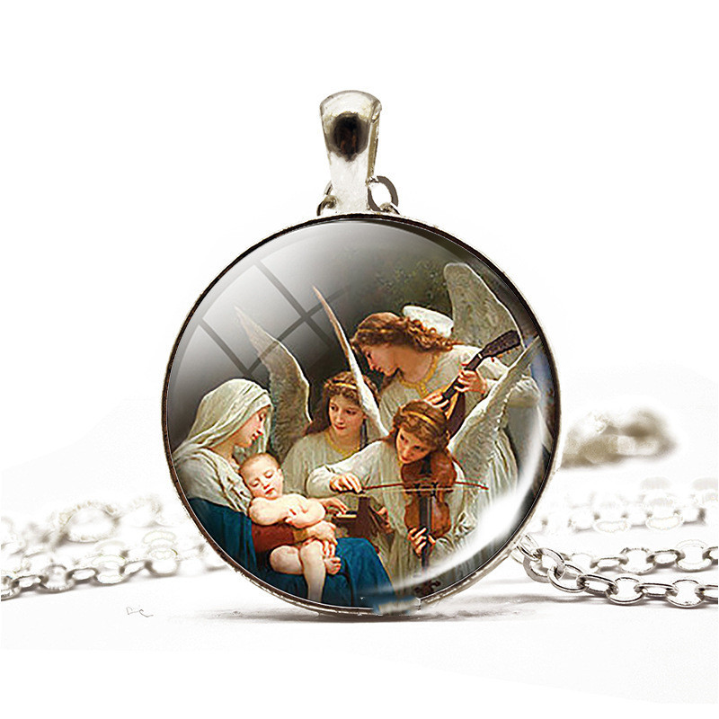 Nativity of Jesus Glass Cabochon Pendant Necklace