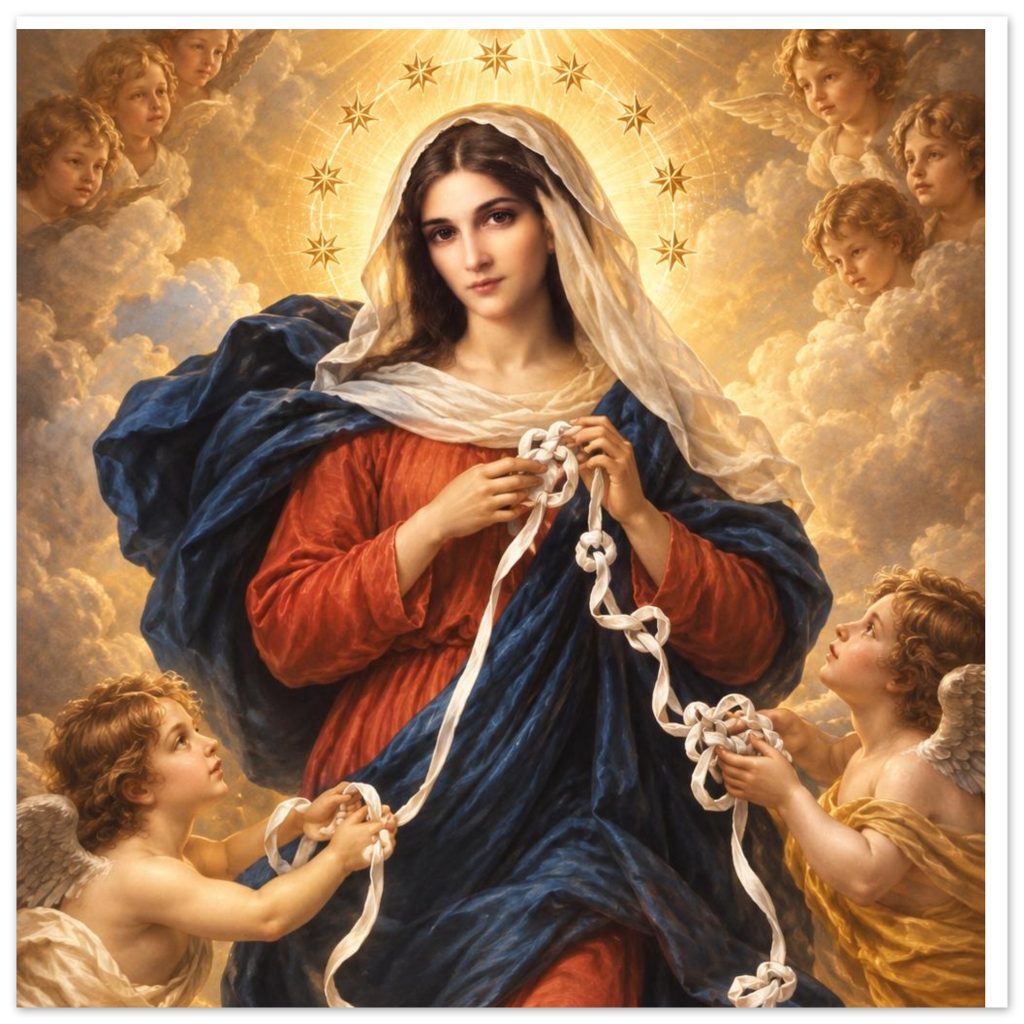 Mary Undoer Of Knots | Glass Circle Ornament