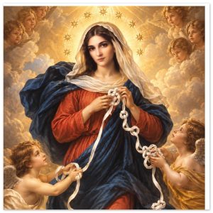 Mary Undoer Of Knots | Glass Circle Ornament