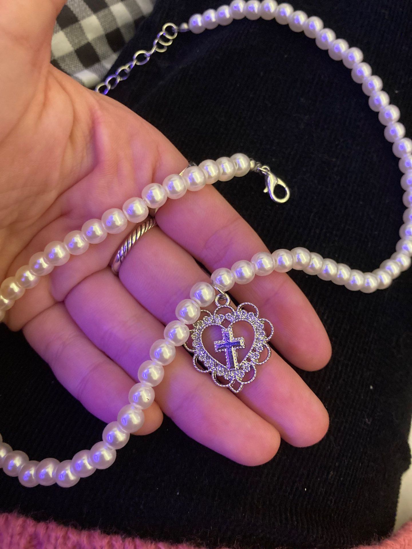 Pearl Heart-Cross Necklace - Image 2