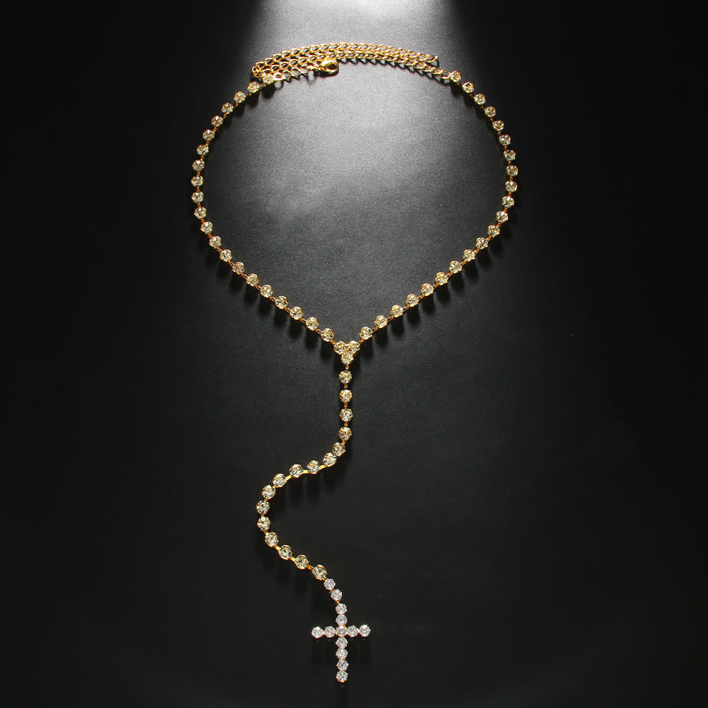Rhinestone Cross Pendant Necklace - Image 5