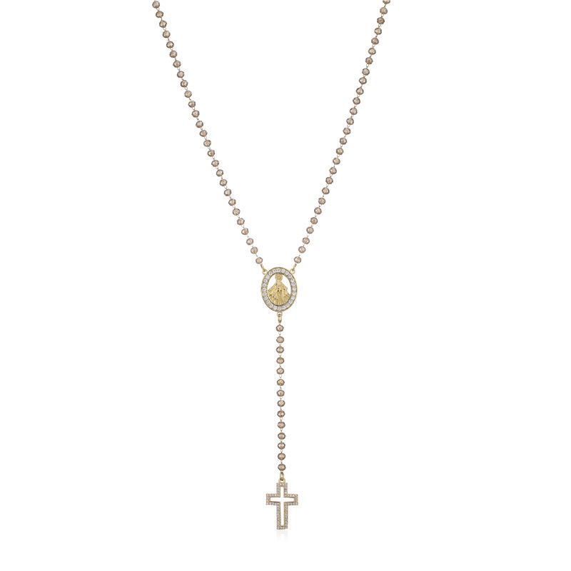 Miraculous Medal & Cross – Gold-Tone Beaded Y-Necklace - Image 10