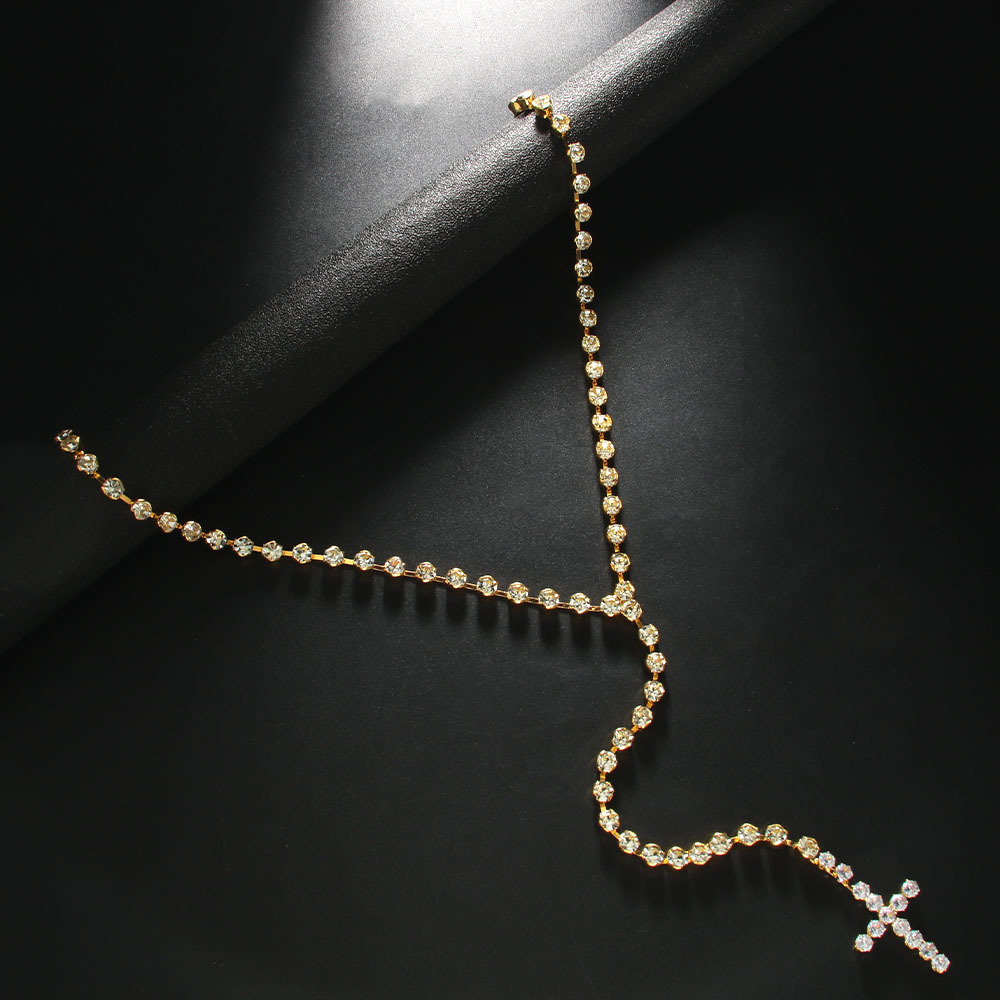 Rhinestone Cross Pendant Necklace - Image 4