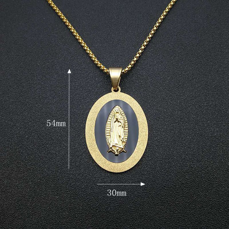 Gold-plated Our Lady Of Gold and Black pendant - Image 3