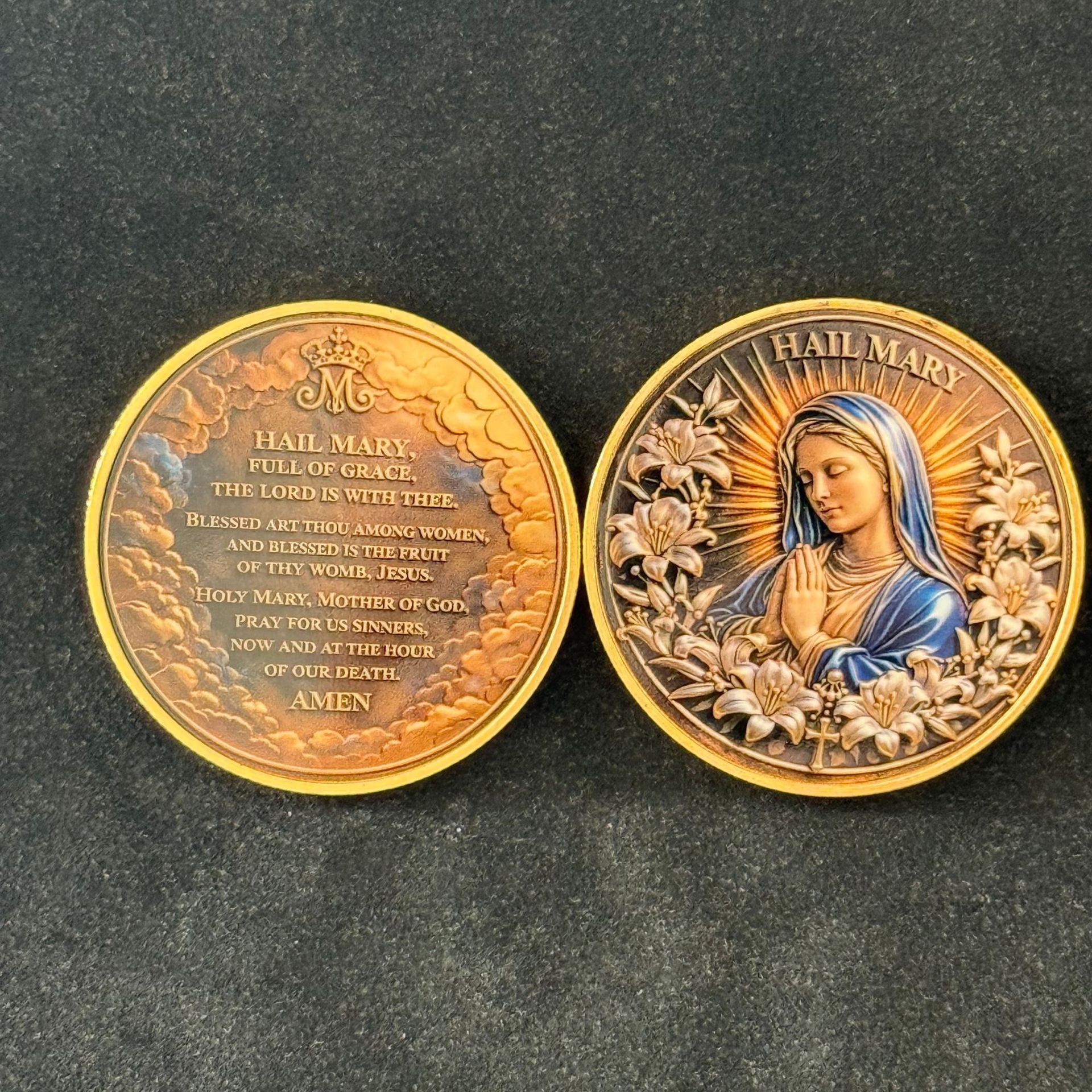 Hail Mary Catholic Prayer Coin – Blessed Virgin Mary & Ave Maria Commemorative Medal - Image 5