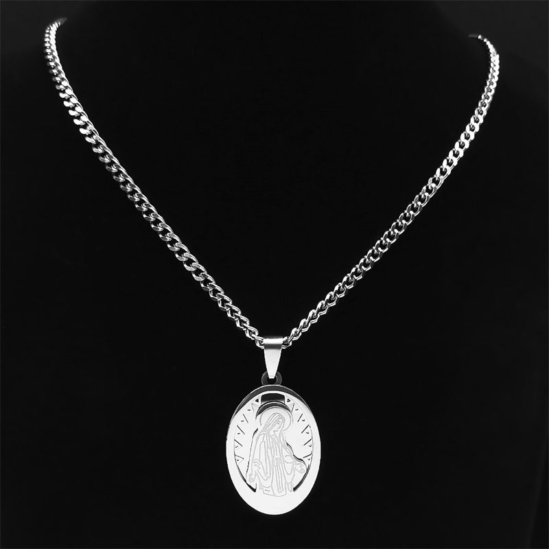 Virgin Mary Prayer Pendant Oval - Image 3
