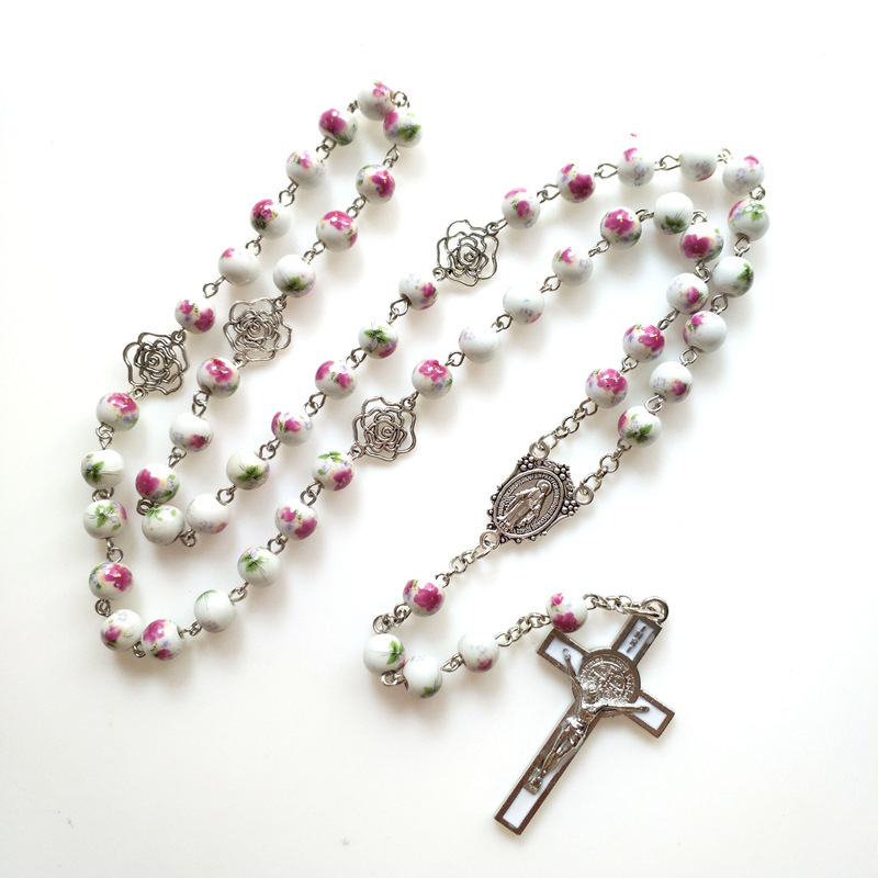 Ceramic Rose Rosary Beads Rosary - Image 5
