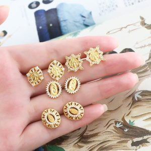 Our Lady of Guadalupe Earrings  Gold Plating 18 K Gold