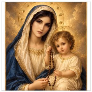 Our Lady Of tHe Holy Rosary | Glass Circle Ornament