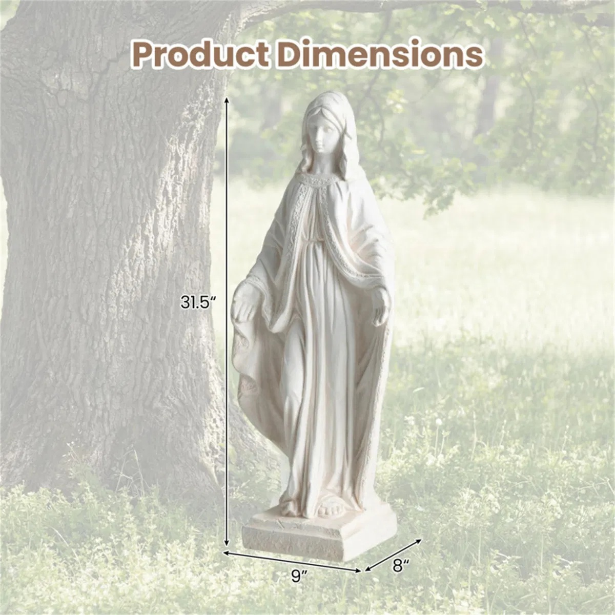 31.5" Virgin Mary Garden Statue - Image 9