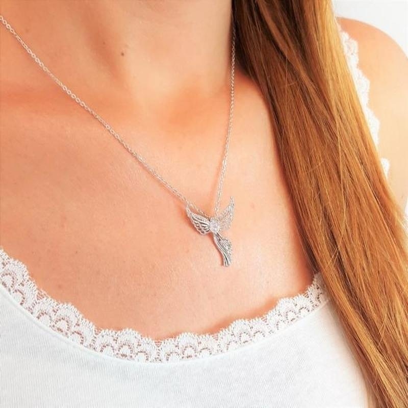 Holy Spirit Dove Necklace – Silver-Tone Angel Wing Design - Image 3