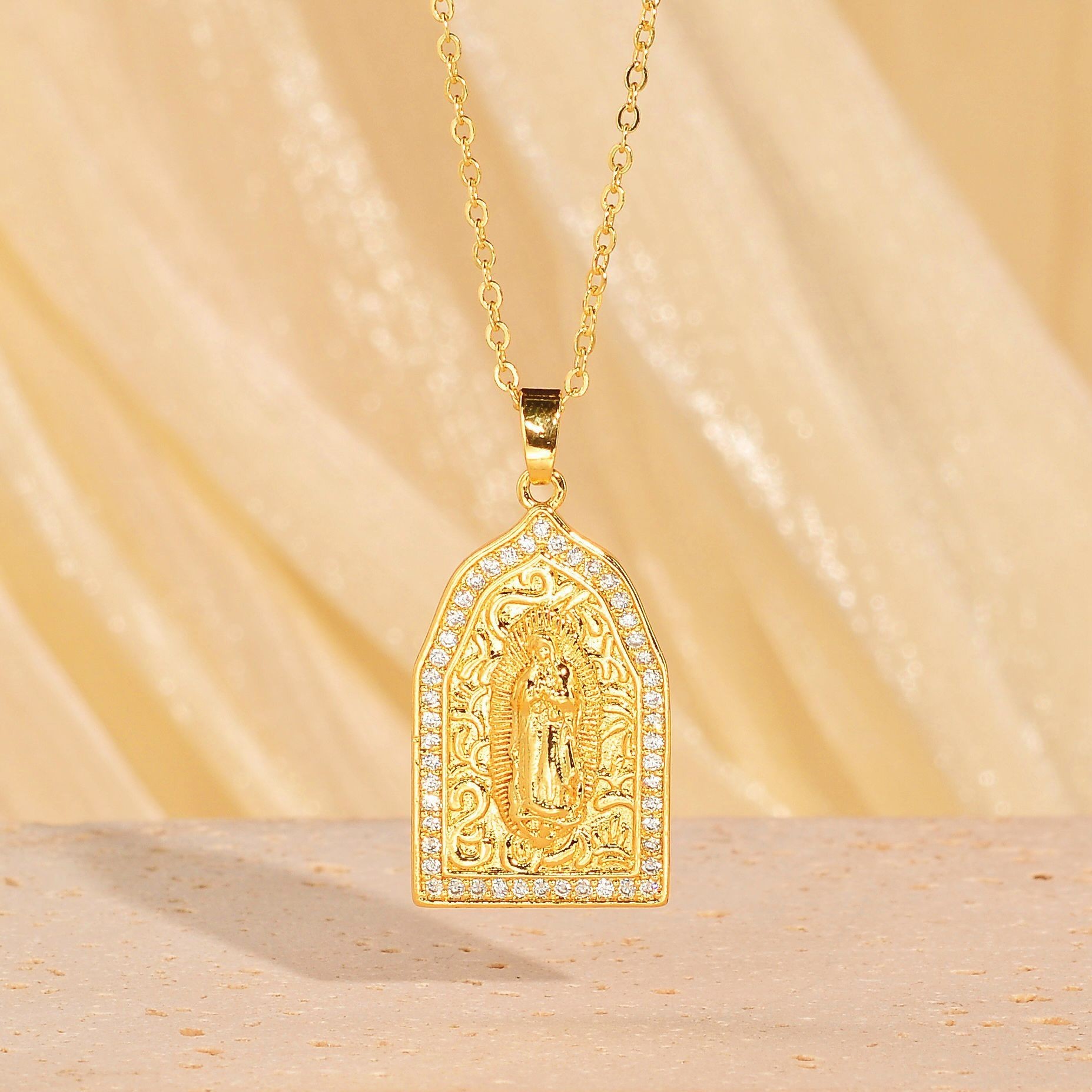 Virgin Mary Inlaid With Rhinestones Pendants - Image 4