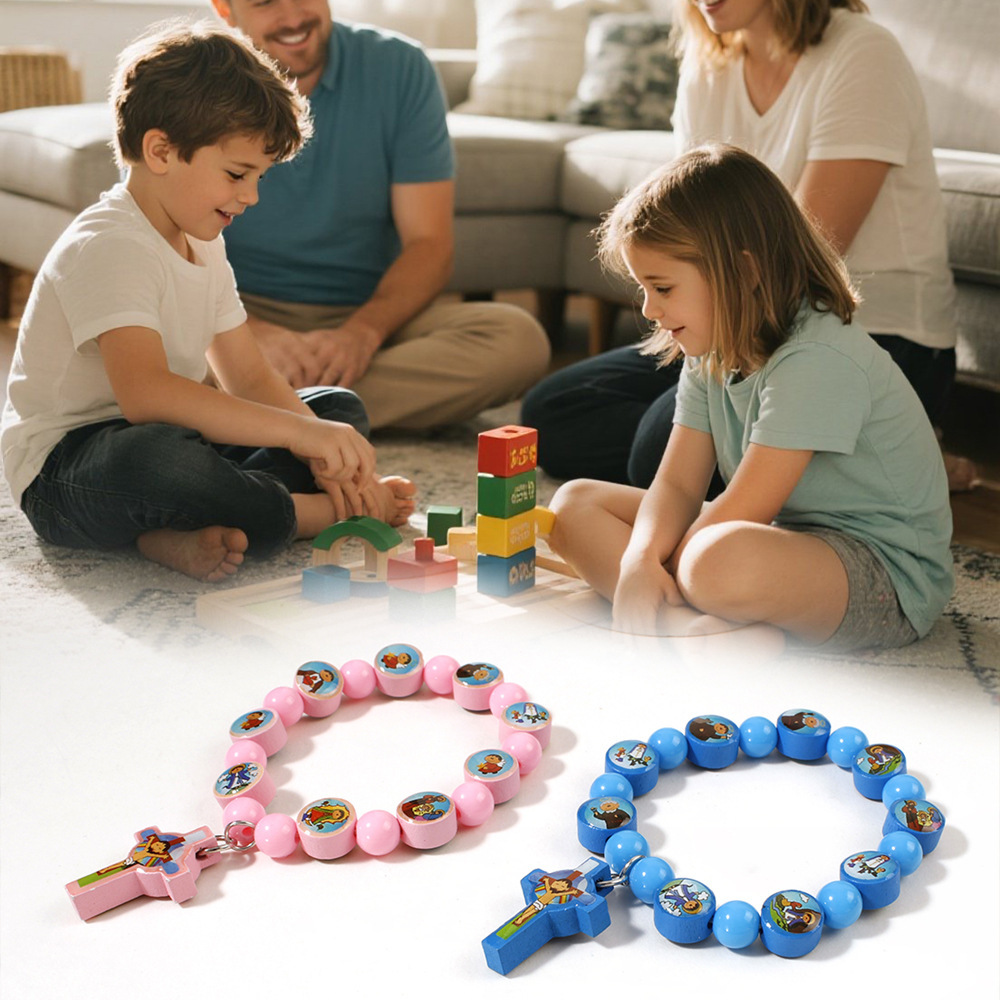 Pink And Blue Kids Rosary Bracelets