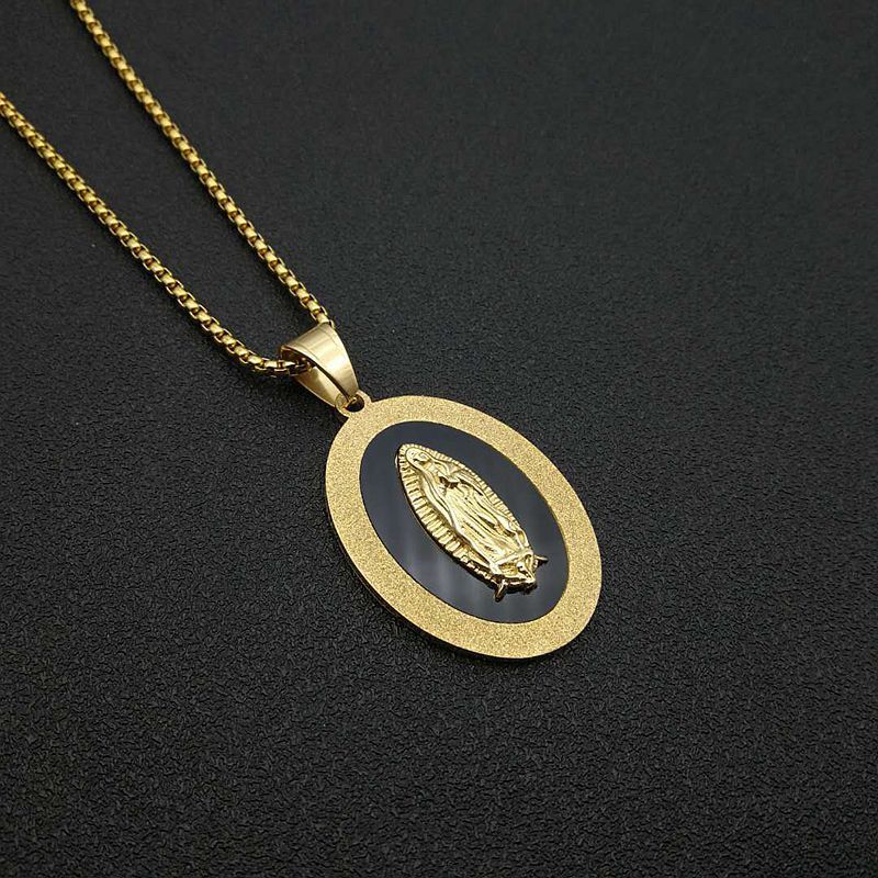 Gold-plated Our Lady Of Gold and Black pendant - Image 5