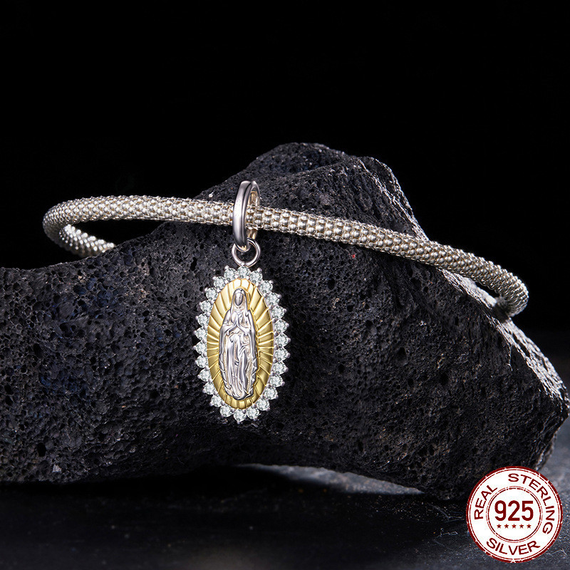 925 Sterling Silver Virgin Mary Pendant - Image 5