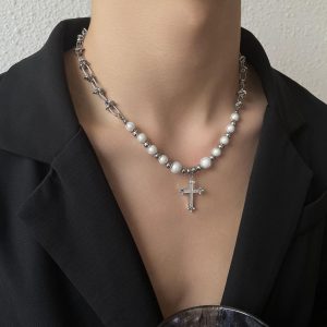 Pearl Cross Necklace