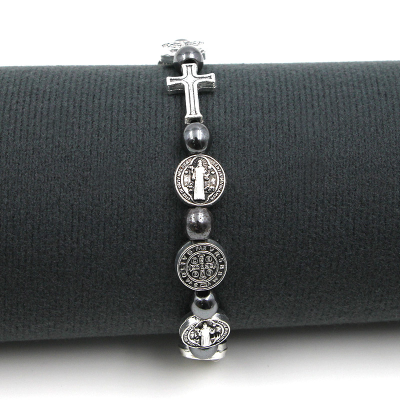 Benedictine Medal Hematite Bracelet - Image 4
