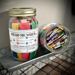 Handmade Bible Verses in a a Jar 67 Color-coded Bible Verses