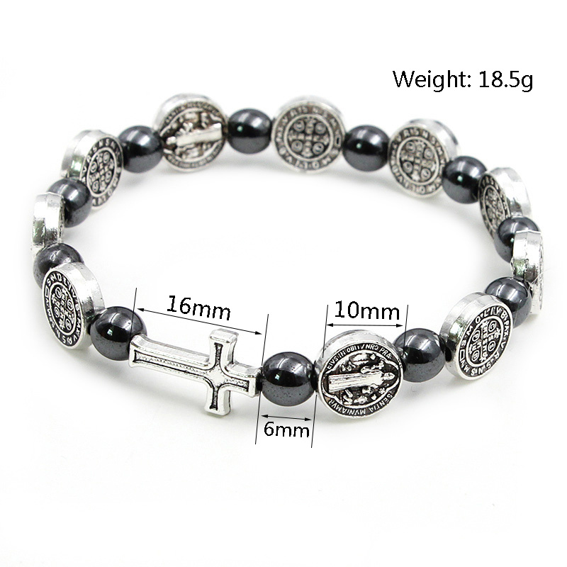 Benedictine Medal Hematite Bracelet - Image 2