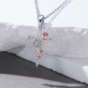 Cross and Rose Pendant