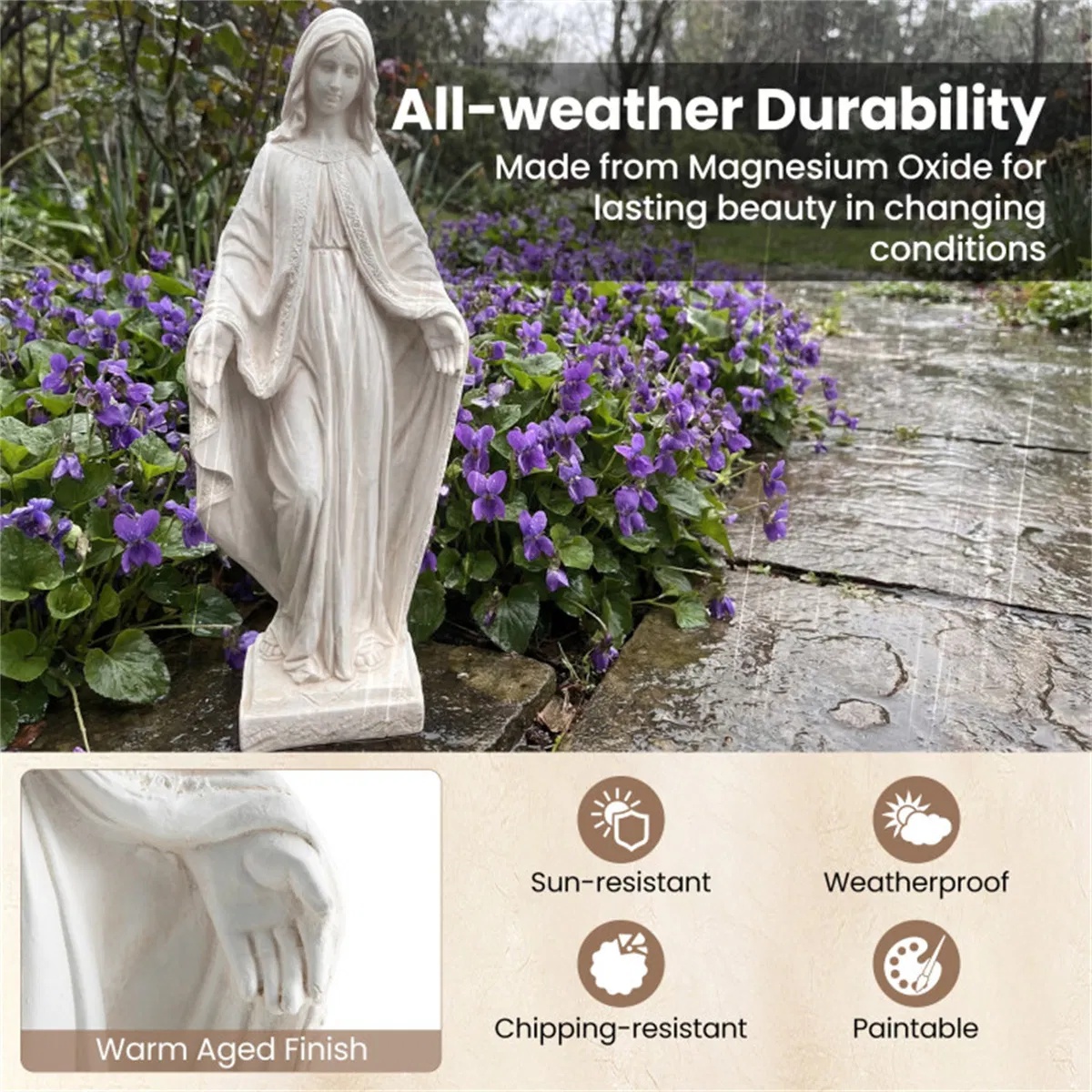 31.5" Virgin Mary Garden Statue - Image 5