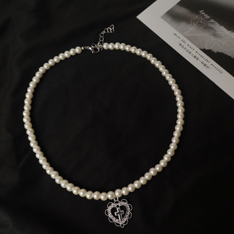 Pearl Heart-Cross Necklace - Image 4