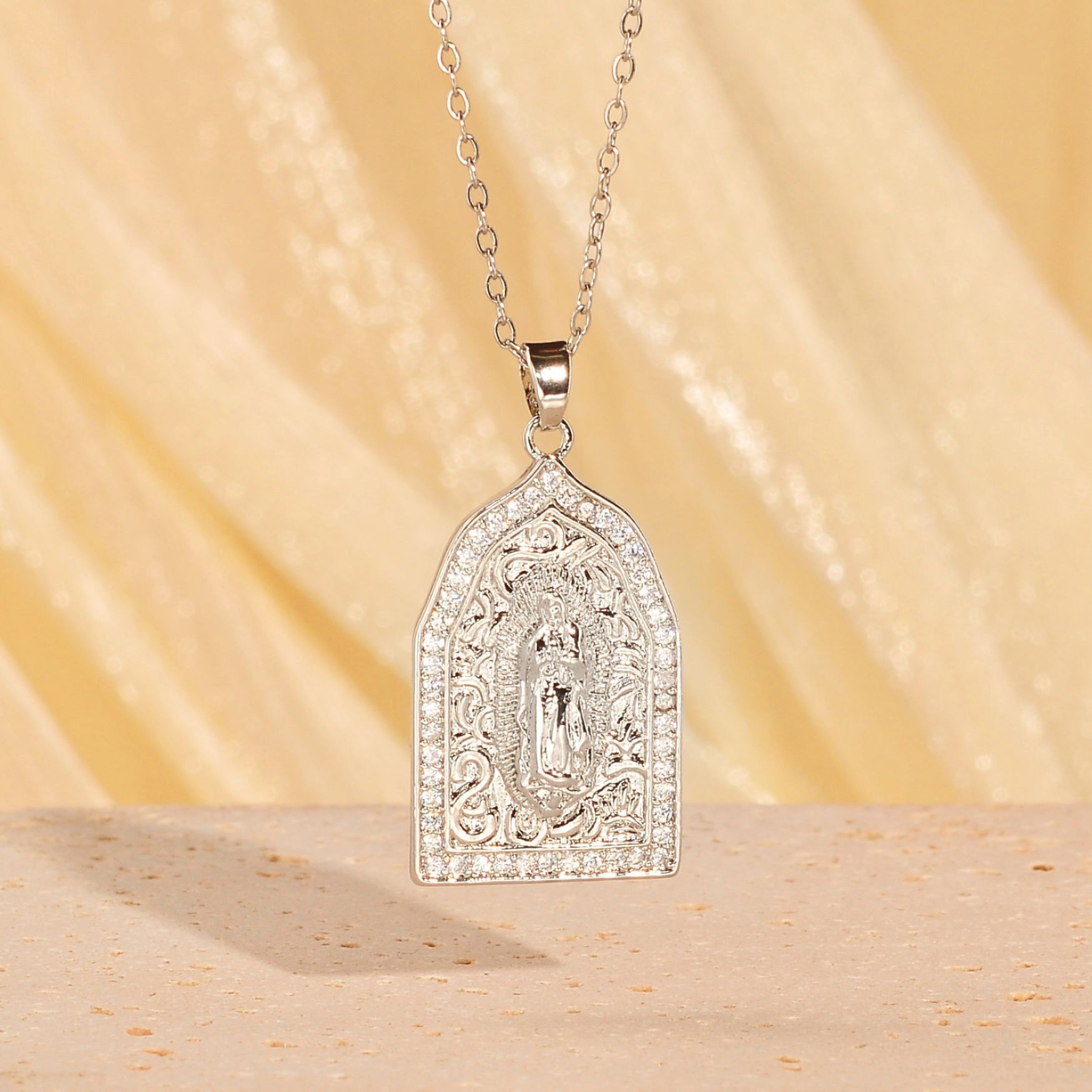 Virgin Mary Inlaid With Rhinestones Pendants - Image 7