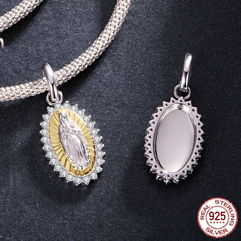 925 Sterling Silver Virgin Mary Pendant - Image 6