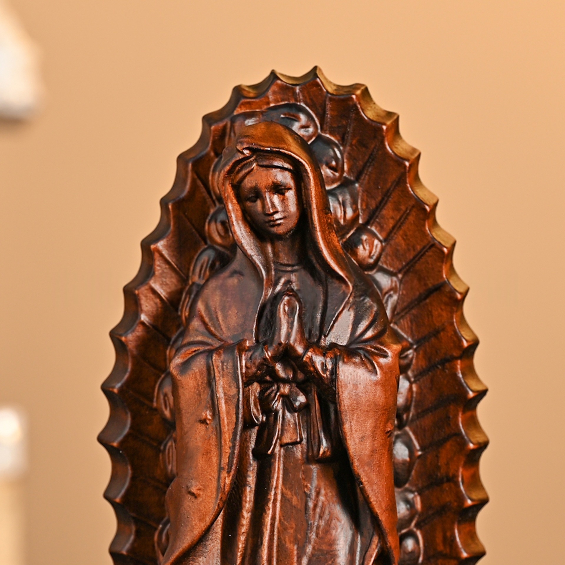 Our Lady of Guadalupe – Carved Boxwood Statue - Image 2